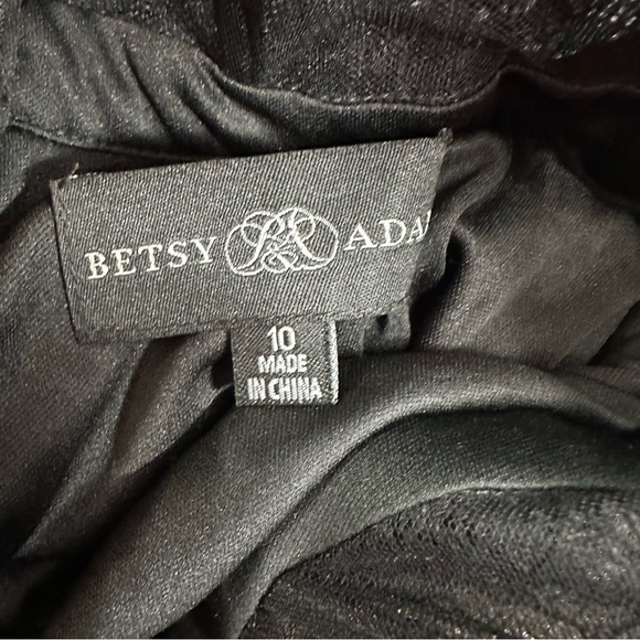 NWT  BETSY & ADAM “ANGELINA" LONG STRAPLESS MESH FLOOR LENGTH RUFFLE DRESS - Picture 7 of 10